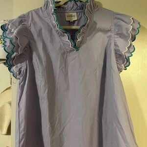 Umgee Lavender Blouse with Ruffle Trim